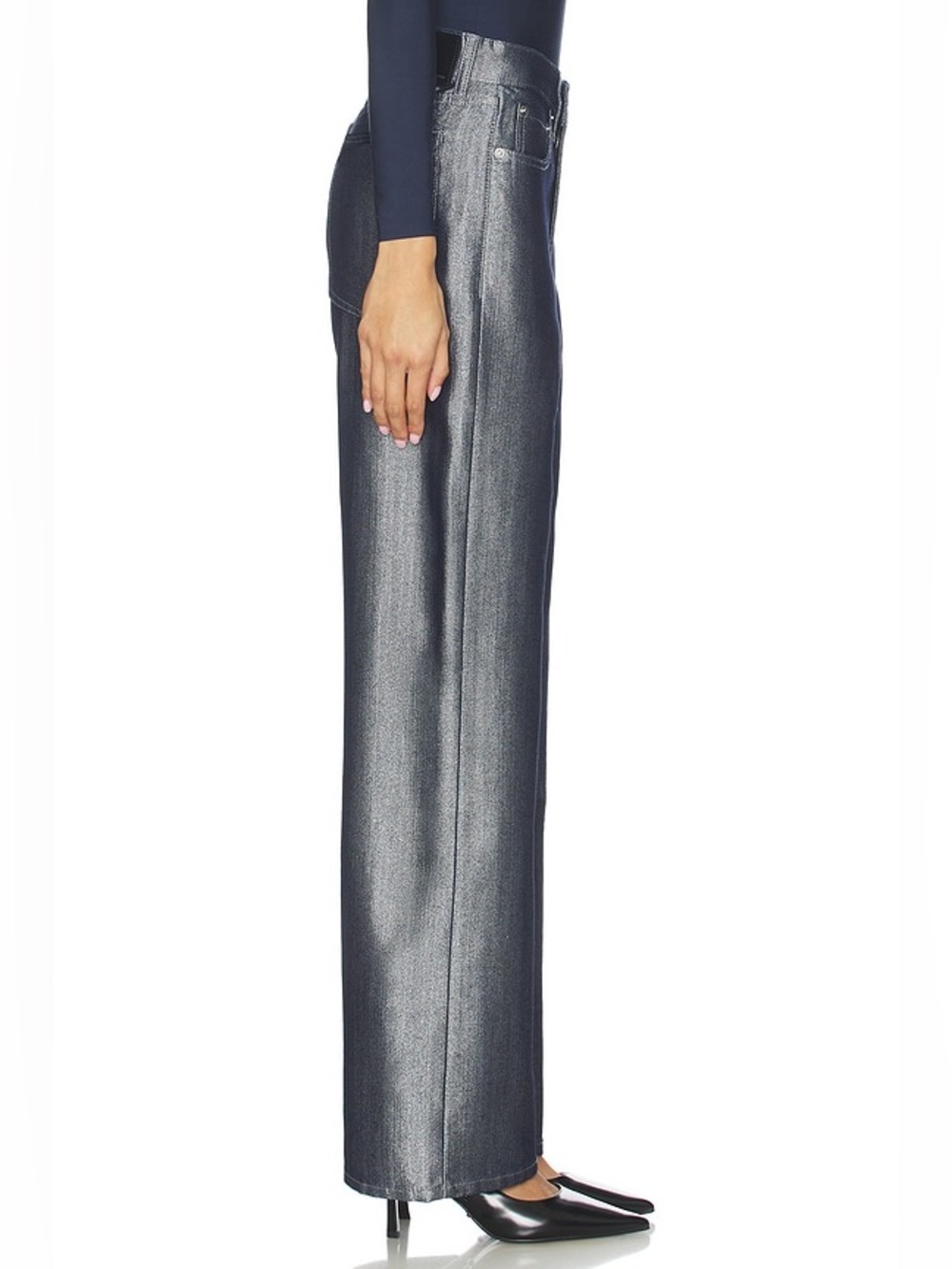 rag & bone Logan Wide Jeans in Indgo Lurex Size 28 MSRP $328 - Picture 4 of 6